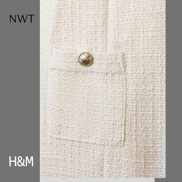 H&M Cream Tweed Boucle Mini Dress, Sz S - Picture 4 of 11